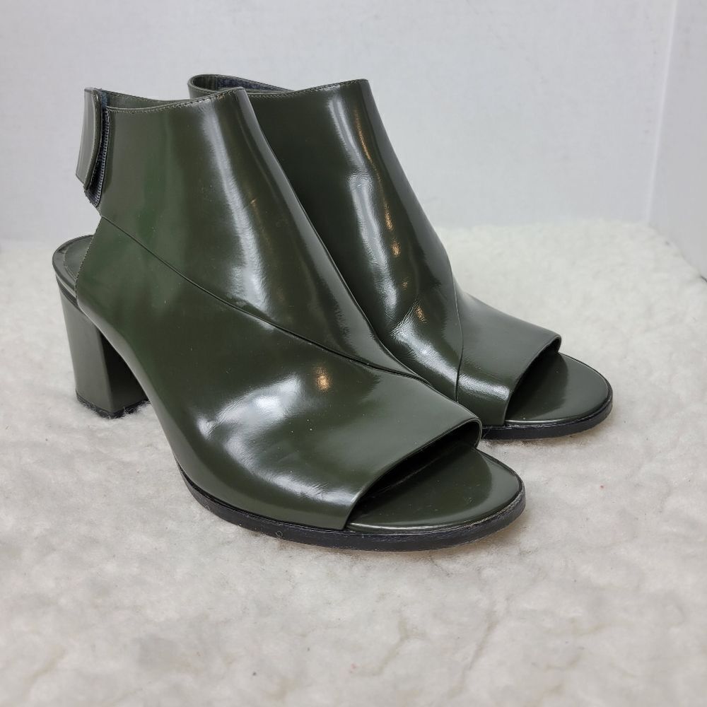 Vince Julianna Womens Size 6 Heel Shoe Ankle Strap Green Patent Leather Open Toe